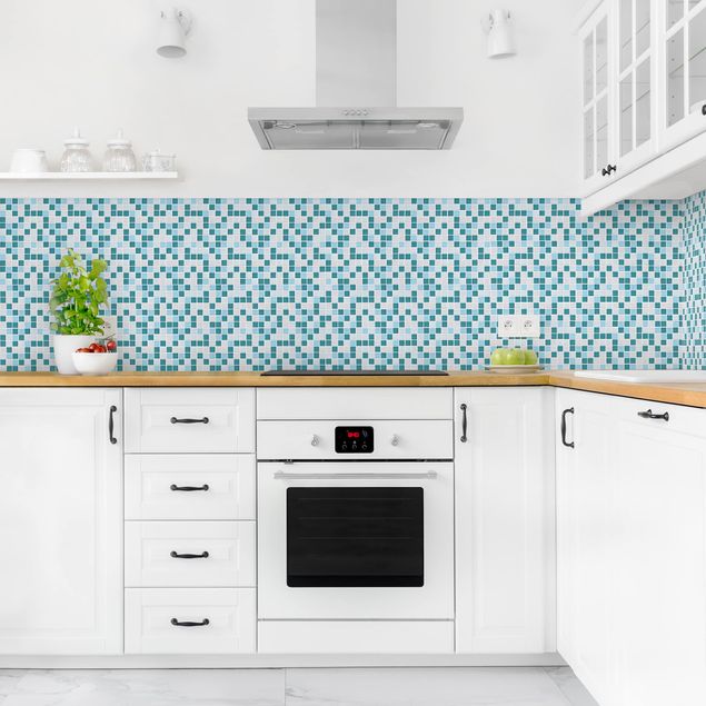 Wandpaneele Küche Mosaikfliesen Türkis Blau