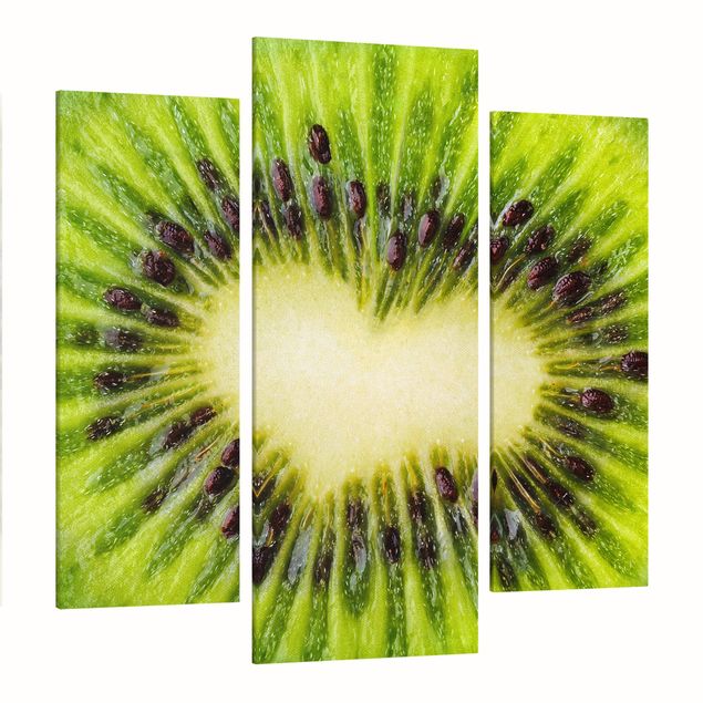 Leinwandbild 3-teilig - Kiwi Heart - Galerie Triptychon
