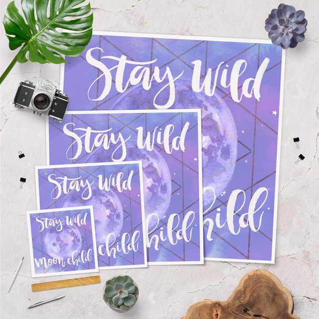 Poster - Mond-Kind - Stay wild - Quadrat 1:1