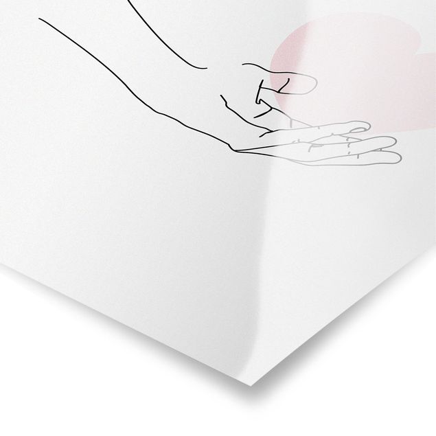Poster - Hand mit Herz Line Art - Quadrat 1:1