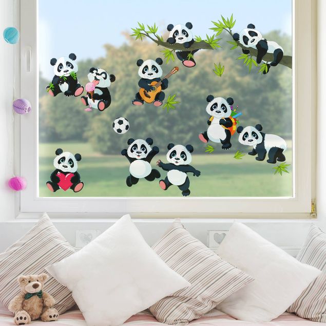 Klebefolie für Fenster Pandabären Mega Set