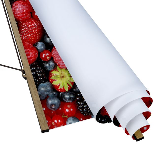 Stoffbild mit Posterleisten - Fruchtige Waldbeeren - Querformat 2:1
