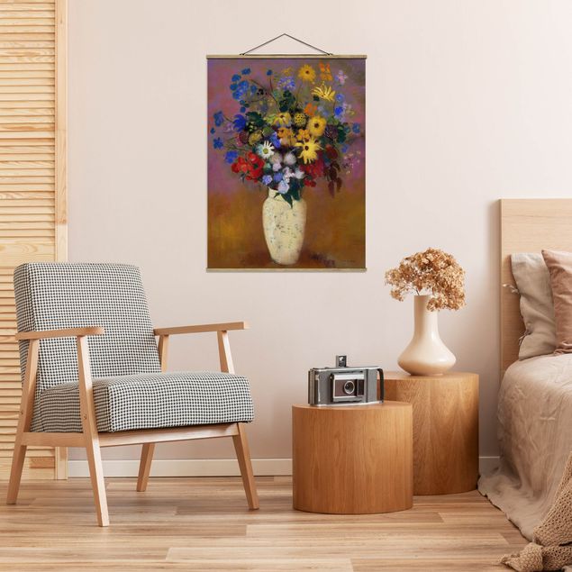 Stoffbilder mit Posterleisten Odilon Redon - Blumen in einer Vase