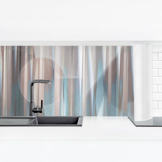Küchenrückwand selbstklebend Geometrische Formen in Kupfer und Blau