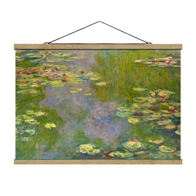 Stoffbild mit Posterleisten - Claude Monet - Grüne Seerosen - Querformat 3:2