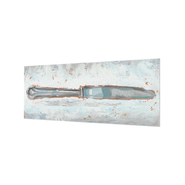 Spritzschutz Glas - Impressionistisches Besteck - Messer - Panorama - 5:2