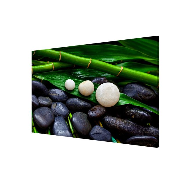 Magnettafel - Grüner Bambus mit Zen Steinen - Memoboard Querformat 2:3