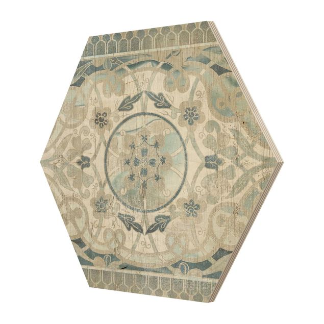 Hexagon Bild Holz - Holzpaneel Persisch Vintage I