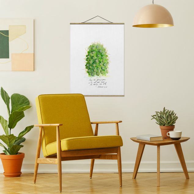 Stoffbilder mit Posterleisten Kaktus mit Bibelvers I
