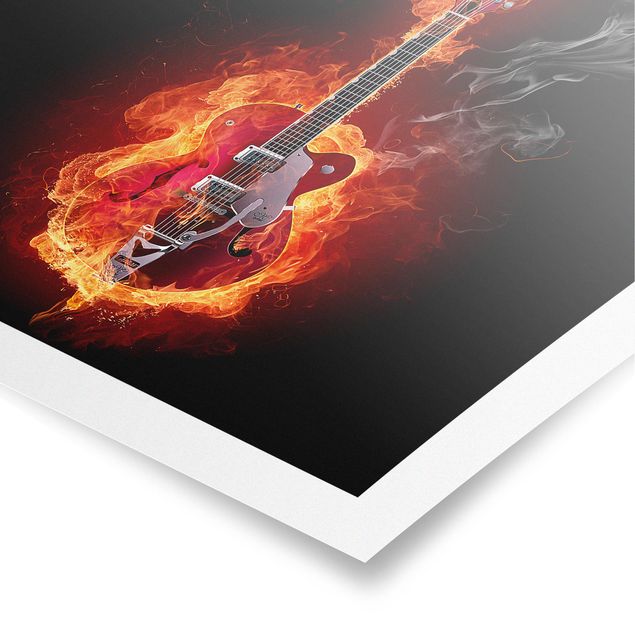 Poster Gitarre in Flammen