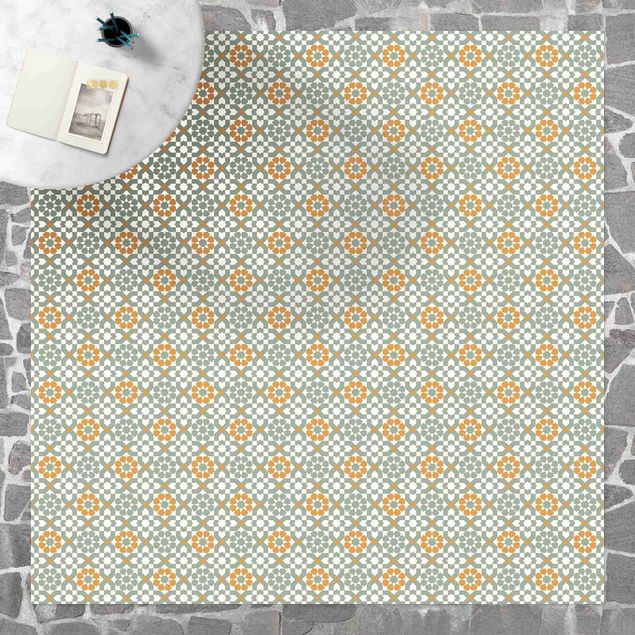 Teppich für Balkon Orientalisches Muster mit gelben Blüten