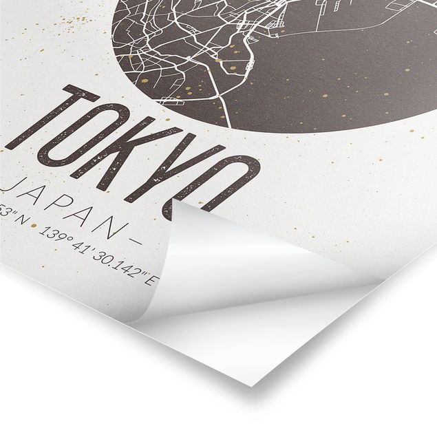 Poster - Stadtplan Tokyo - Retro - Hochformat 3:4