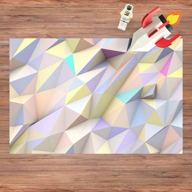 Teppich für Balkon Geometrische Pastell Dreiecke in 3D