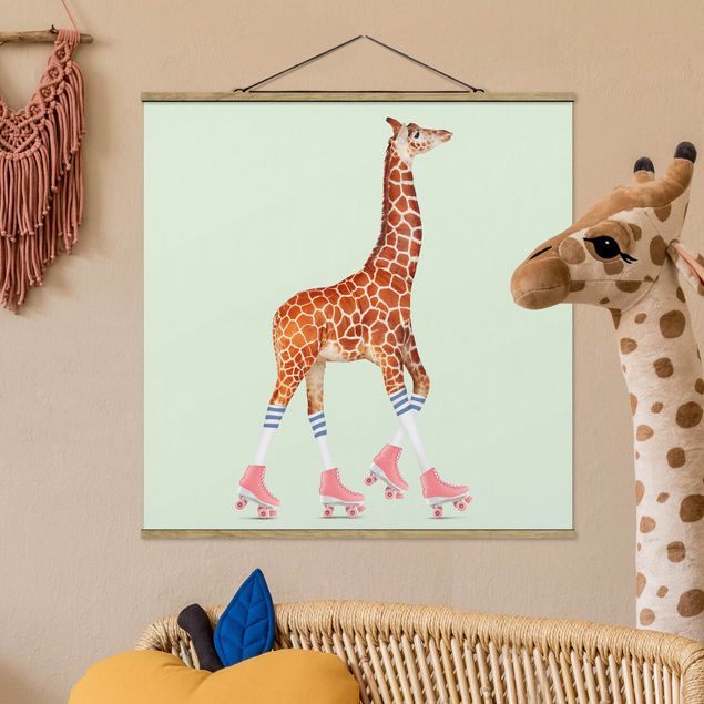 Jonas Loose Poster Giraffe mit Rollschuhen