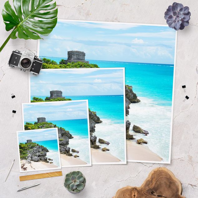 Poster - Karibikküste Tulum Ruinen - Quadrat 1:1