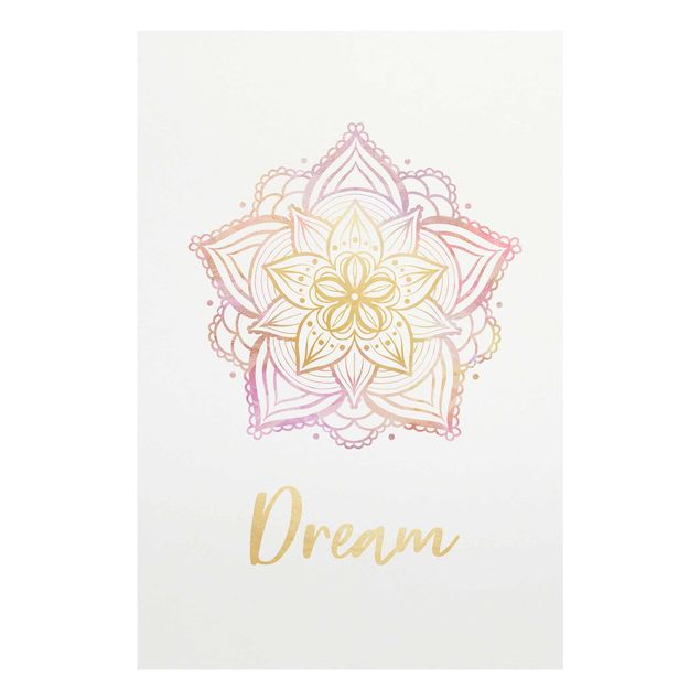 Glasbild - Mandala Illustration Dream gold rosa - Querformat 2:3