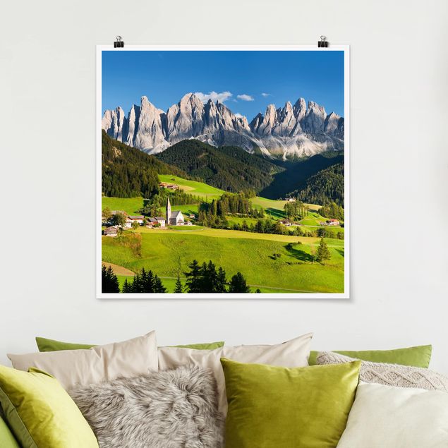Poster - Geislerspitzen in Südtirol - Quadrat 1:1
