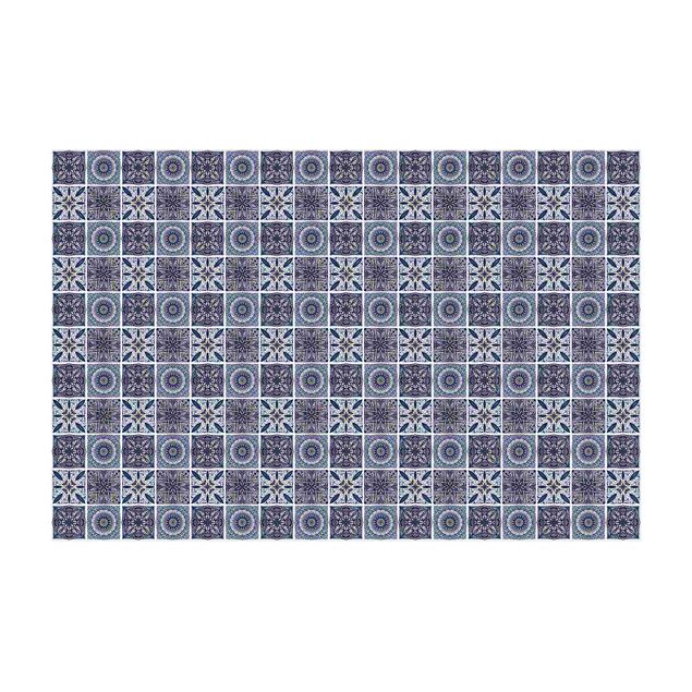 Teppich blau Orientalischer Mandala Mustermix mit Blau und Gold