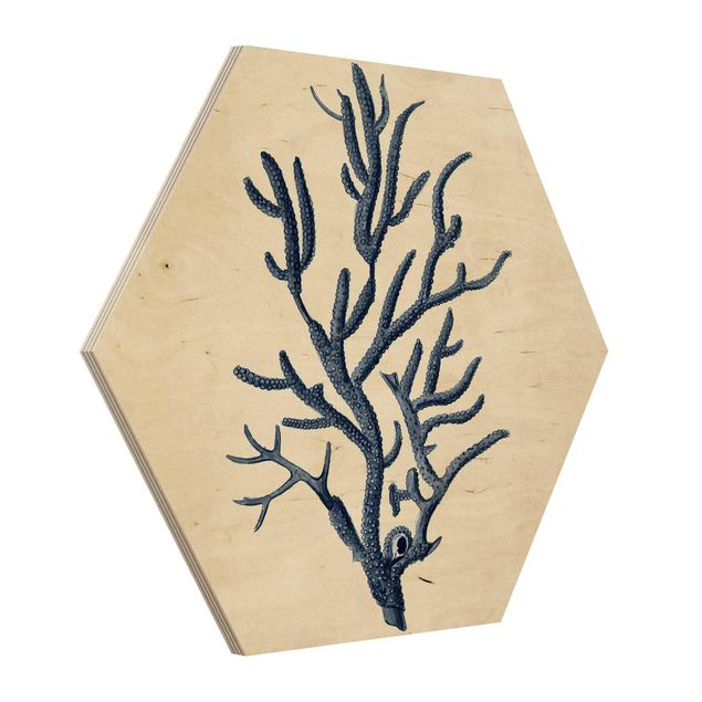 Wandbild Holz Indigo Koralle II
