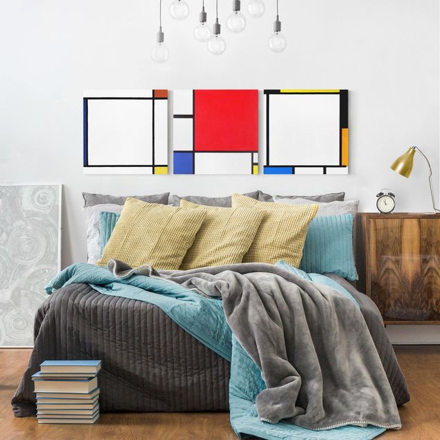 Leinwandbild 3-teilig - Piet Mondrian - Quadratische Kompositionen - Quadrate 1:1