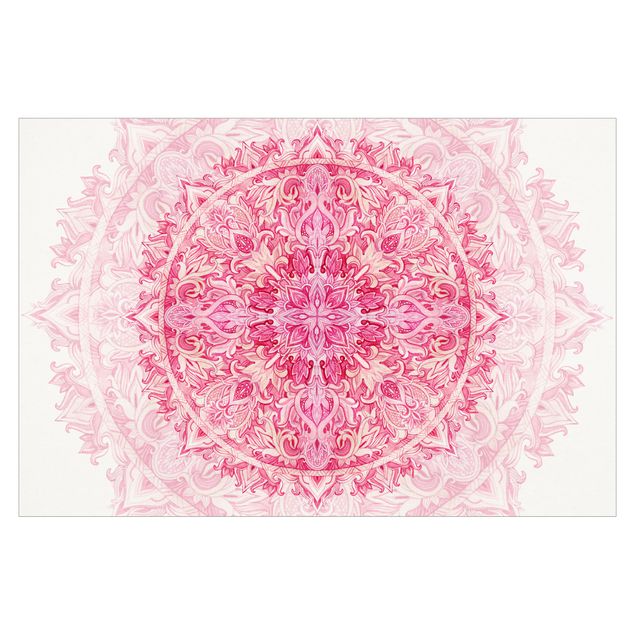 Fototapete - Mandala Aquarell Ornament pink - Fototapete Breit