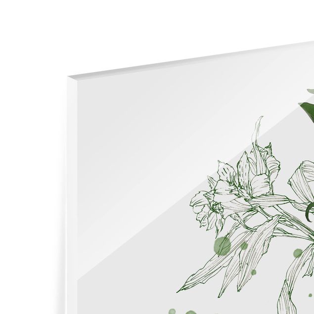 Glas Spritzschutz - Botanisches Aquarell - Lilie - Quadrat - 1:1