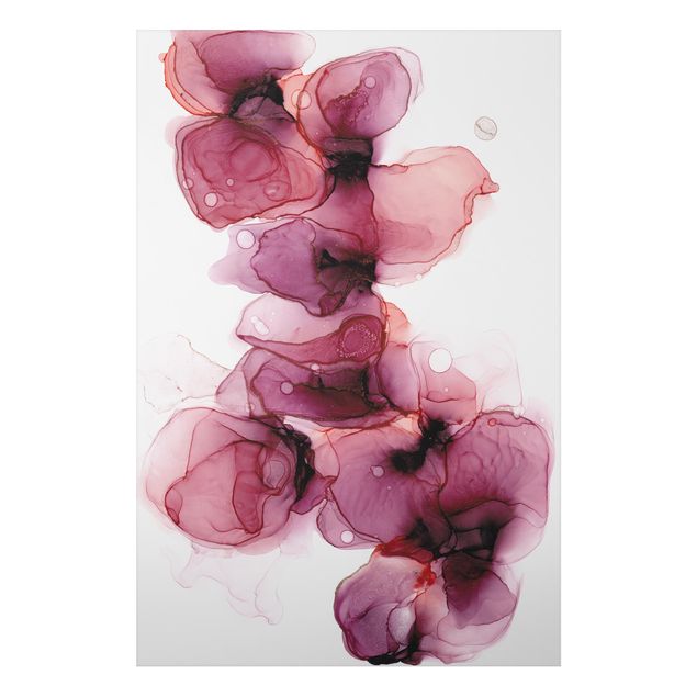 Alu-Dibond - Wilde Blüten in Violett und Gold - Querformat
