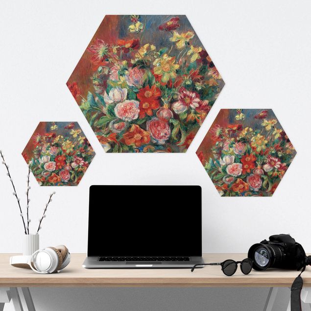 Hexagon Bild Alu-Dibond - Auguste Renoir - Blumenvase