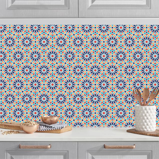 Platte Küchenrückwand Orientalisches Muster mit bunten Sternen