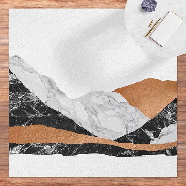 Vinyl-Teppich - Landschaft in Marmor und Kupfer - Quadrat 1:1