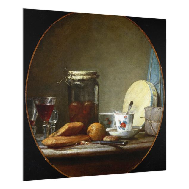 Spritzschutz Küche Jean-Baptiste Siméon Chardin - Glas mit Aprikosen