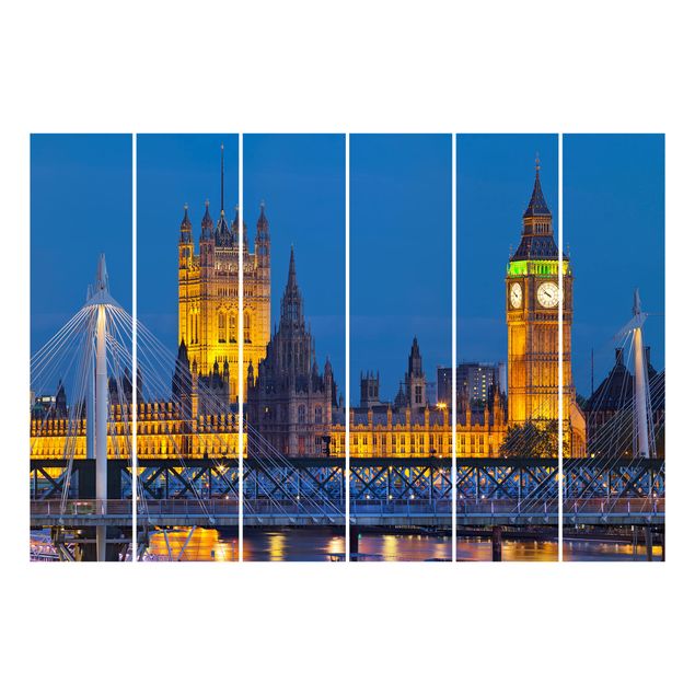 Schiebevorhänge Big Ben und Westminster Palace in London bei Nacht