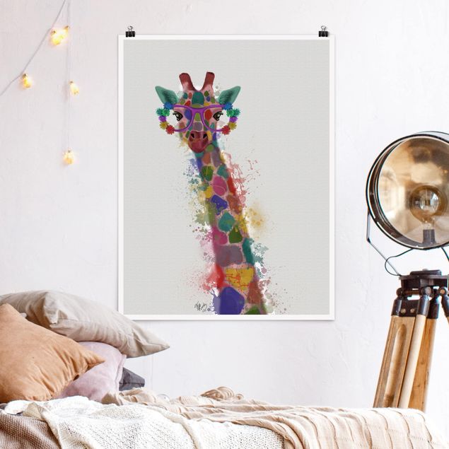 Wand Poster XXL Regenbogen Splash Giraffe