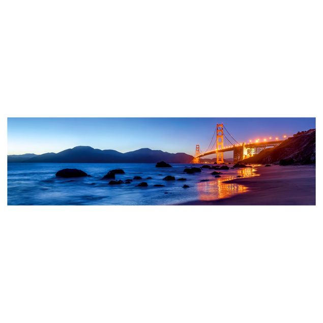 Motiv Küchenrückwand Golden Gate Bridge am Abend