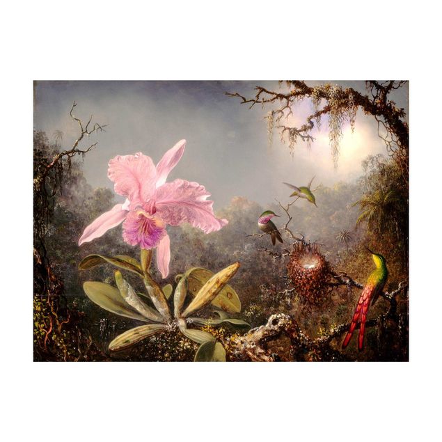 Teppich rosa Martin Johnson Heade - Orchidee und drei Kolibris