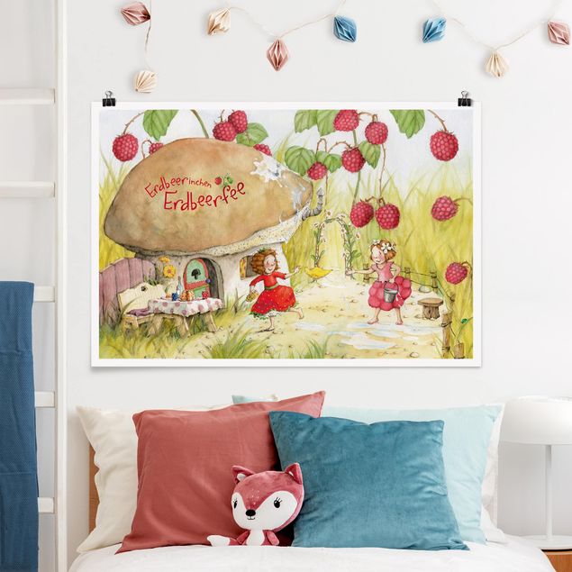 Riesenposter XXL Erdbeerinchen Erdbeerfee - Unter dem Himbeerstrauch