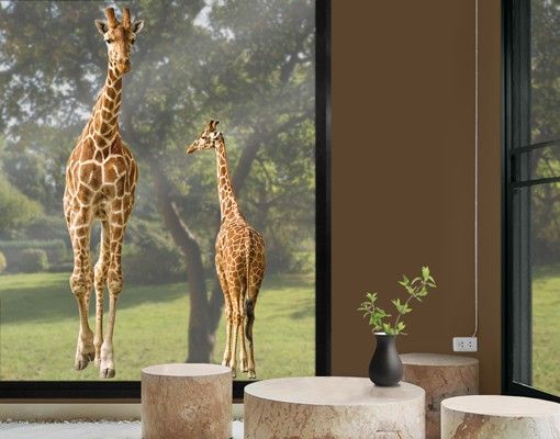 Fensterfolie farbig Zwei Giraffen