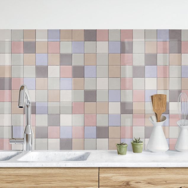 Platte Küchenrückwand Mosaik Fliesen - Shabby Bunt