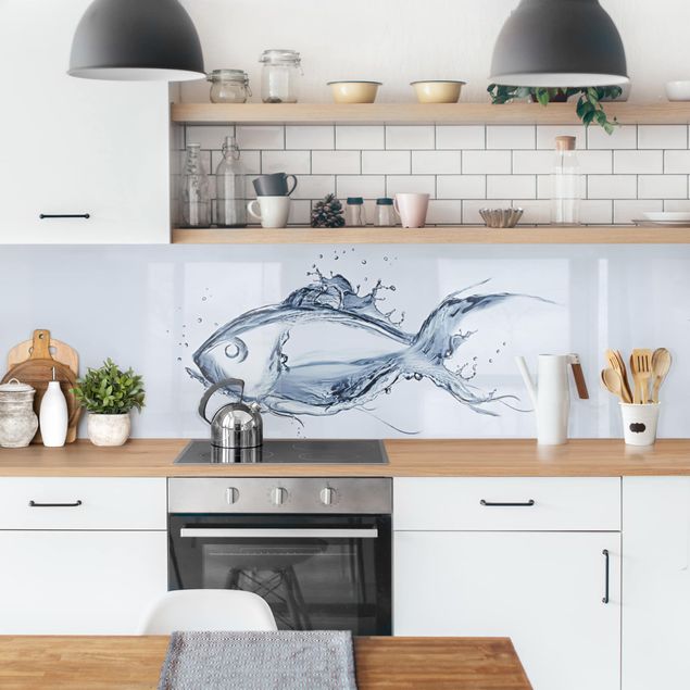 Küche Wandpaneel Liquid Silver Fish II