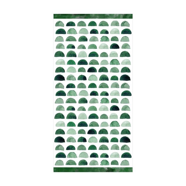 Teppich grün Aquarell Halbkreise in Moosgrün mit Balken