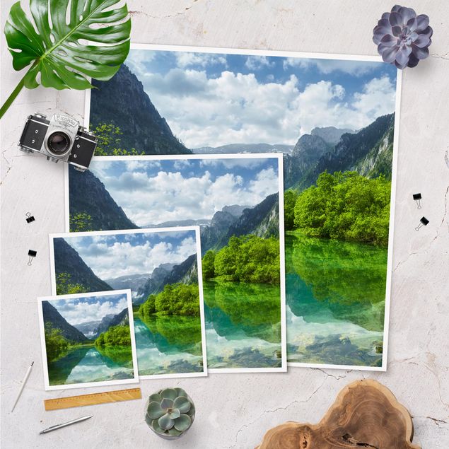 Poster Bergsee mit Spiegelung