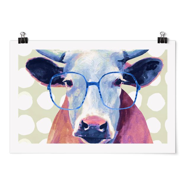 Moderne Poster Bebrillte Tiere - Kuh
