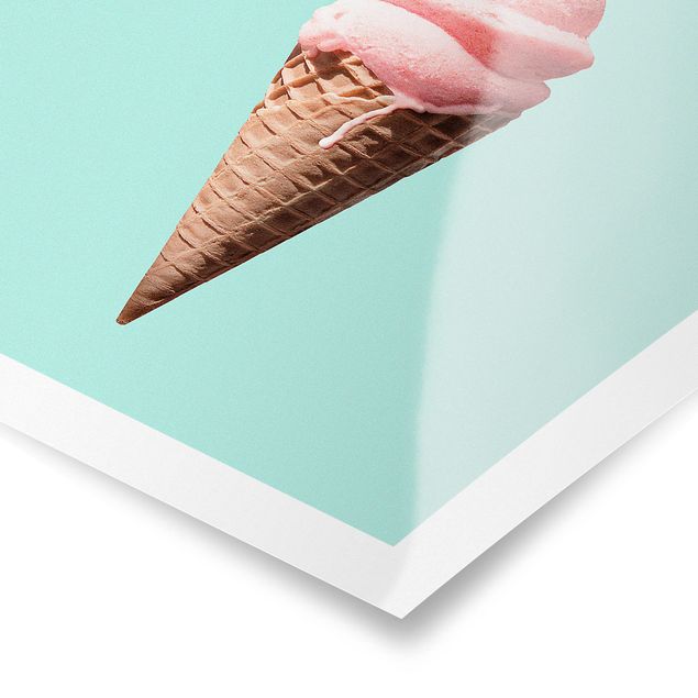 Poster Eis mit Flamingo