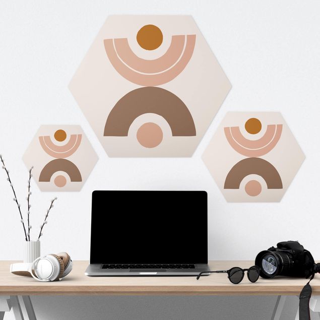 Hexagon Bild Forex - Line Art Abstrakte Formen Pastell