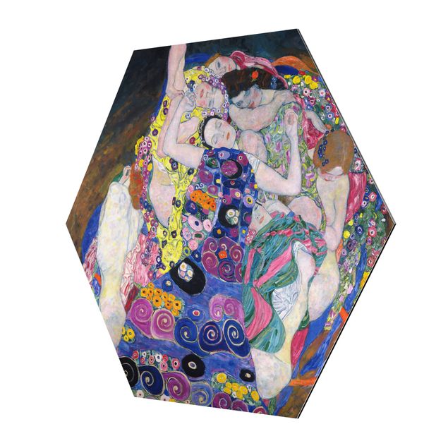 Hexagon Bild Alu-Dibond - Gustav Klimt - Die Jungfrau