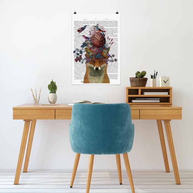 Poster - Vogelfänger - Fuchs mit Artischocke - Hochformat 3:2