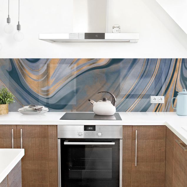 Küchenrückwand selbstklebend Edelstein Saphir und Kupfer