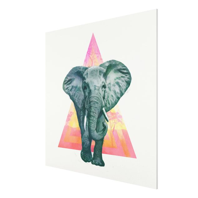 Foto auf Hartschaumplatte Illustration Elefant vor Dreieck Malerei