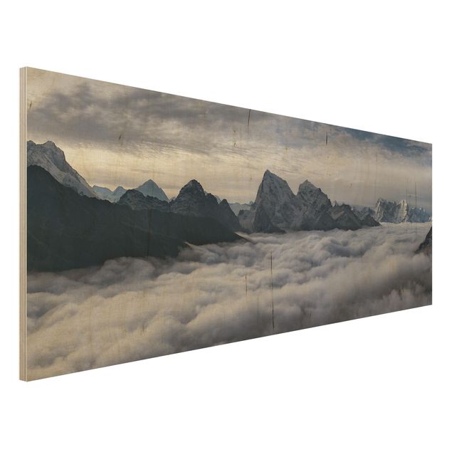 Holzbilder Natur Wolkenmeer im Himalaya
