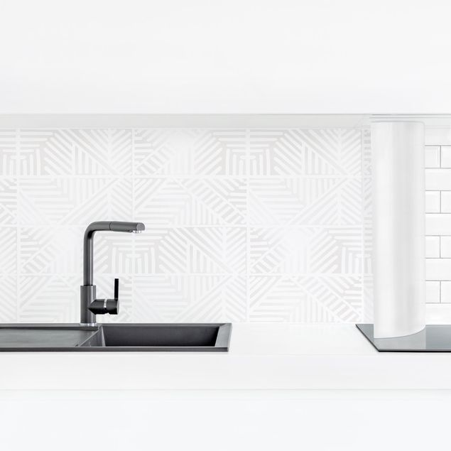 Wandpaneele Küche Linienmuster Stempel in Weiß
